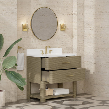 James Martin Lucian 36" Single Bathroom Vanity, Pebble Oak
