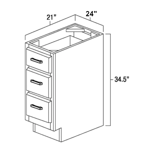 Espresso Shaker 24" Three Drawer Vanity Base Cabinet