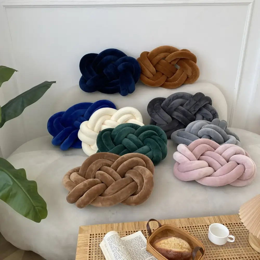Velvet knot throw pillow living room decorative cushion