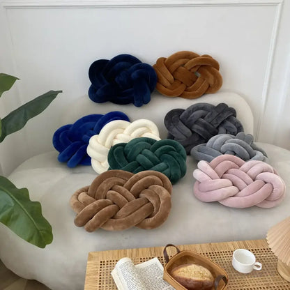 Velvet knot throw pillow living room decorative cushion