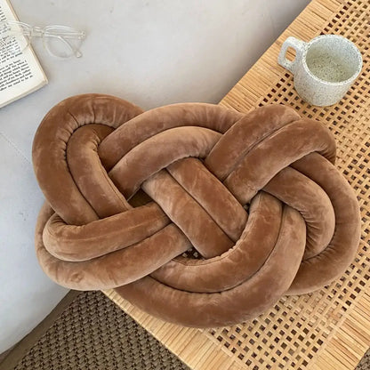 Velvet knot throw pillow living room decorative cushion