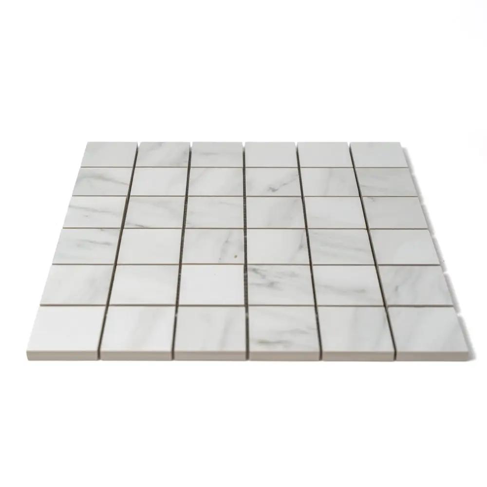 Venato Bianco Glossy Straight Joint 2x2 Porcelain Mosaics 12x12