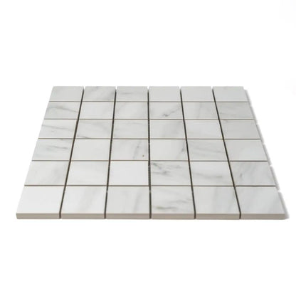 Venato Bianco Glossy Straight Joint 2x2 Porcelain Mosaics 12x12