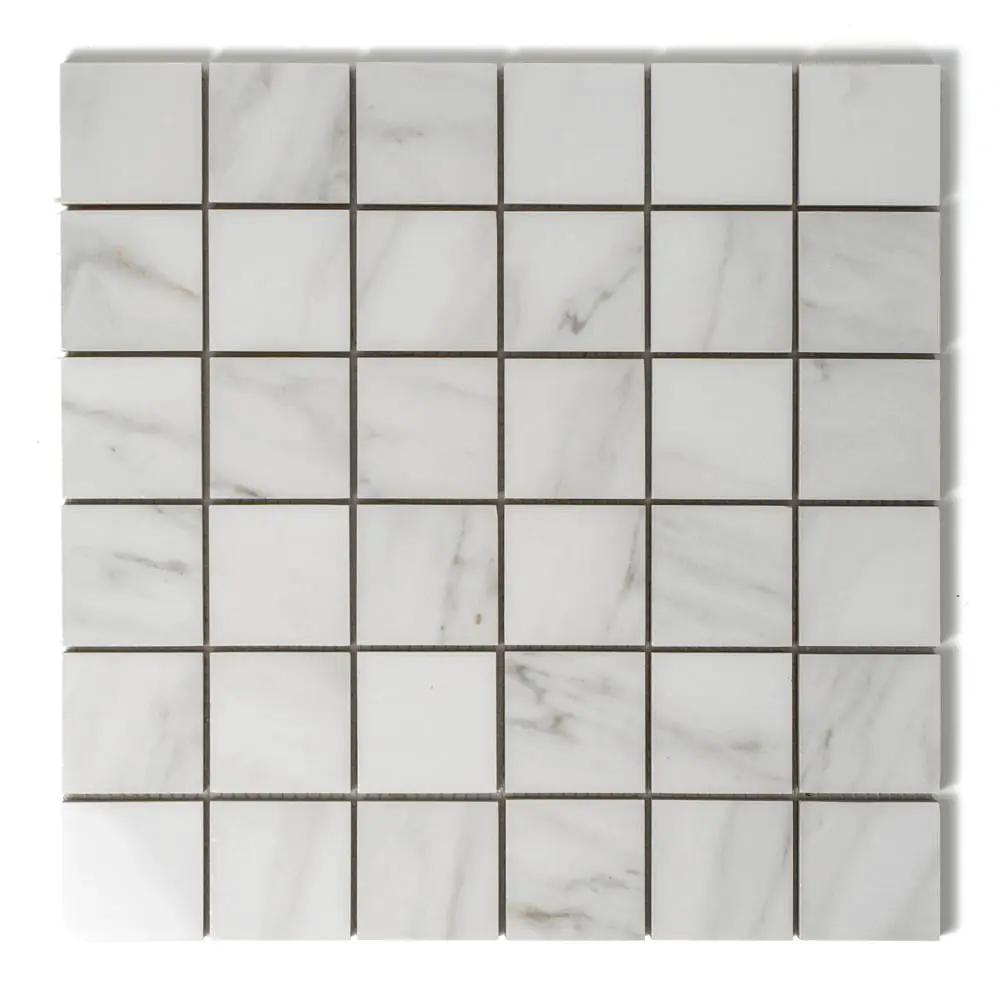 Venato Bianco Glossy Straight Joint 2x2 Porcelain Mosaics 12x12
