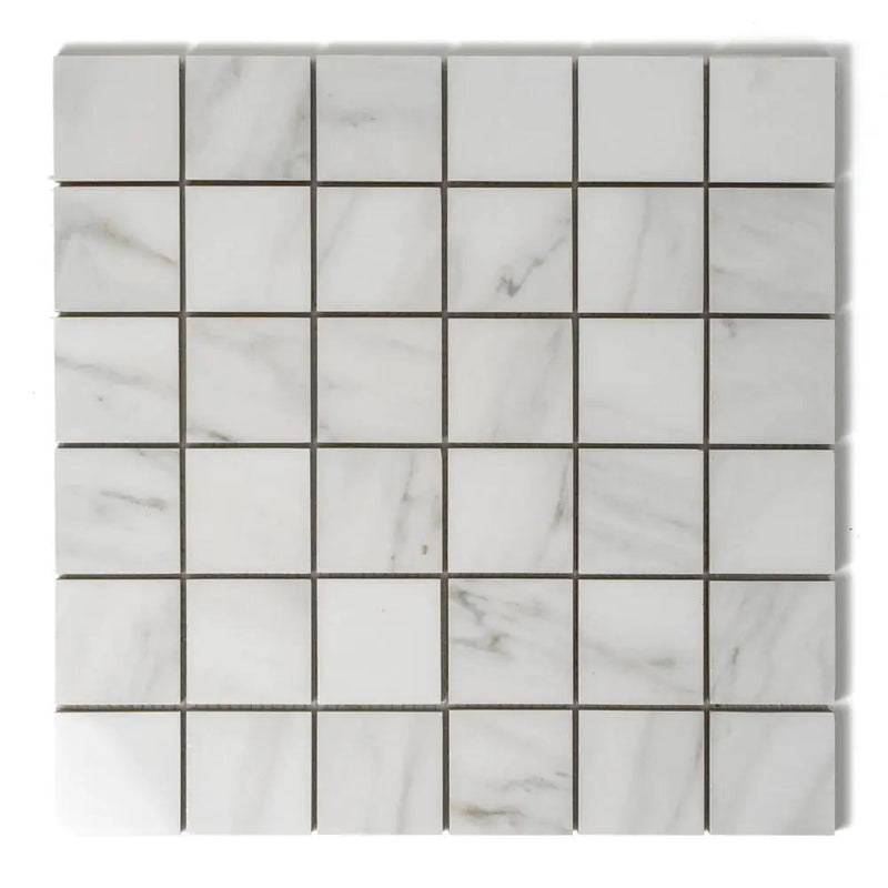 Venato Bianco Glossy Straight Joint 2x2 Porcelain Mosaics 12x12