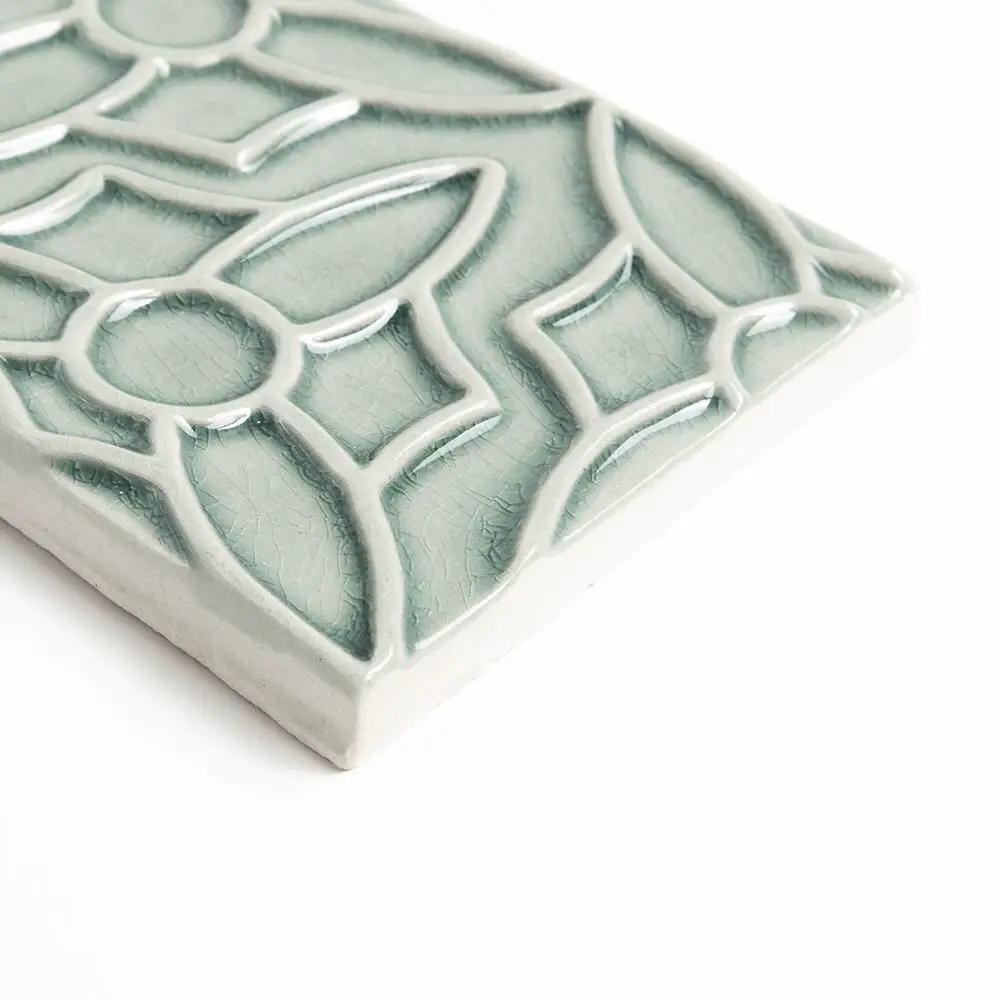 Verdant Crackled Barcelona Ceramic Accent Tiles 4x8