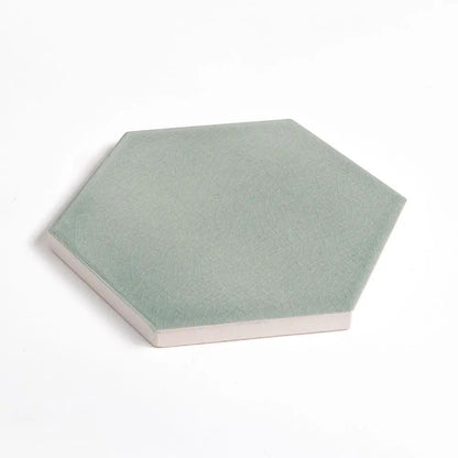 Verdant Crackled Hexagon 5 Ceramic Tiles 5x5