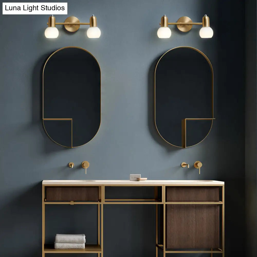 DecorBites™ Versatile Swivel Dome Milk Glass Vanity Light - Postmodern Brass Wall Lamp for Bath Décor