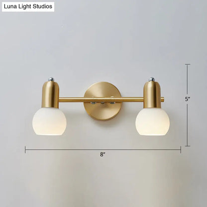 DecorBites™ Versatile Swivel Dome Milk Glass Vanity Light - Postmodern Brass Wall Lamp for Bath Décor
