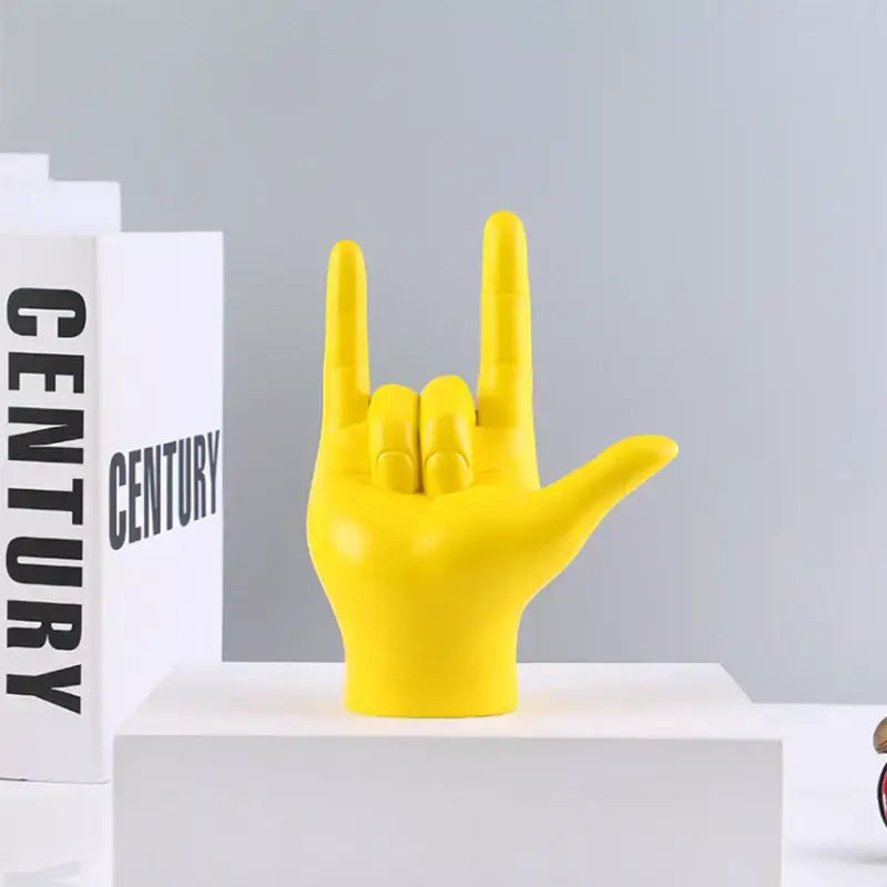 Vibrant abstract hand love sculpture living room rock gesture decor