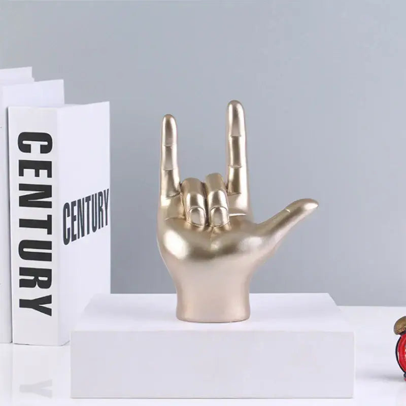 Vibrant abstract hand love sculpture living room rock gesture decor