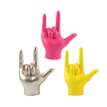 Vibrant abstract hand love sculpture living room rock gesture decor
