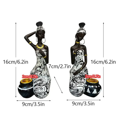 Vibrant african black woman candlestick – living room exotic decor