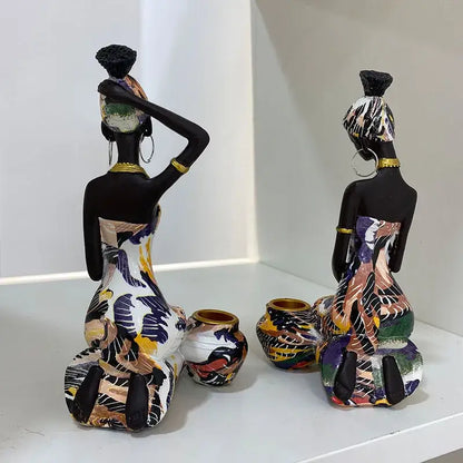 Vibrant african black woman candlestick – living room exotic decor