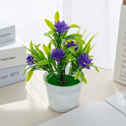 Vibrant artificial flowers bonsai vase set for living room decor