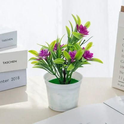 Vibrant artificial flowers bonsai vase set for living room decor