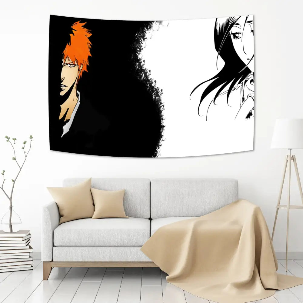 Vibrant bleach japan anime tapestry bedroom wall hanging