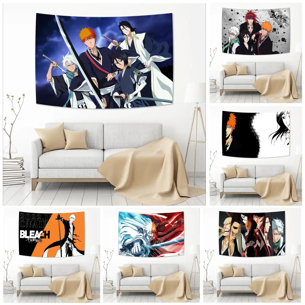 Vibrant bleach japan anime tapestry bedroom wall hanging