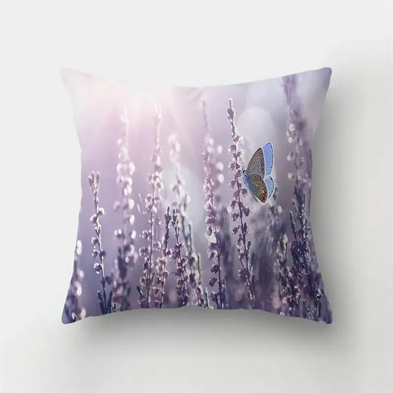 Vibrant butterfly flower pillow case living room cushion cover