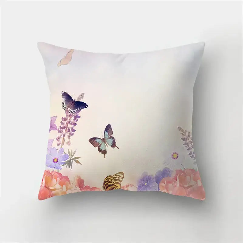 Vibrant butterfly flower pillow case living room cushion cover