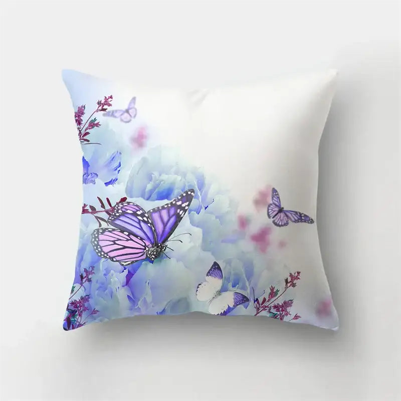 Vibrant butterfly flower pillow case living room cushion cover
