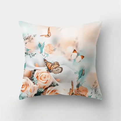 Vibrant butterfly flower pillow case living room cushion cover