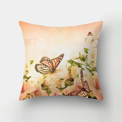 Vibrant butterfly flower pillow case living room cushion cover