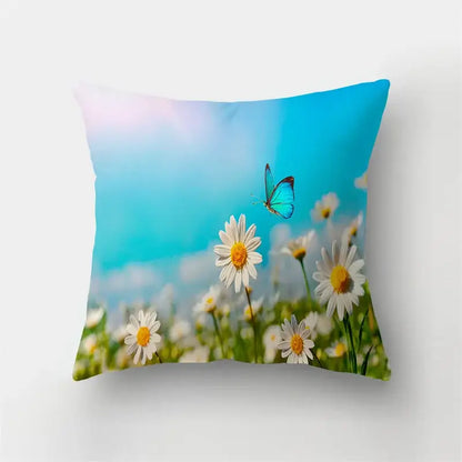 Vibrant butterfly flower pillow case living room cushion cover