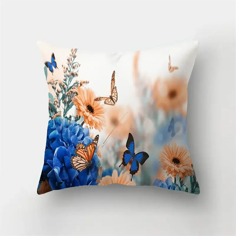 Vibrant butterfly flower pillow case living room cushion cover