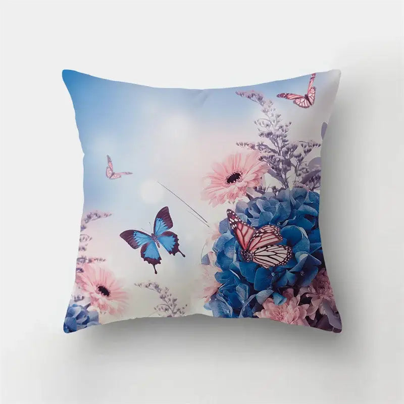 Vibrant butterfly flower pillow case living room cushion cover