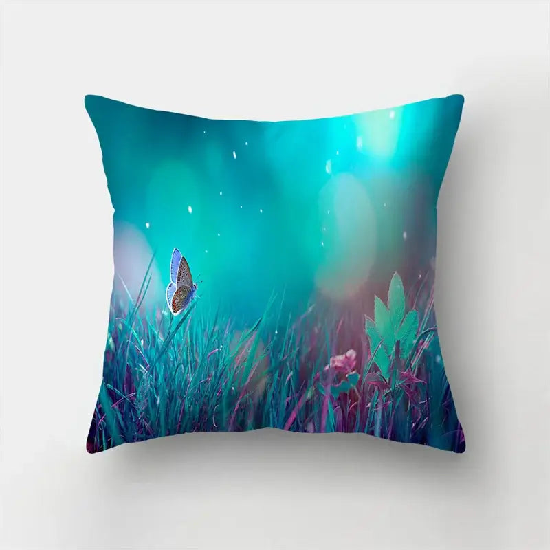 Vibrant butterfly flower pillow case living room cushion cover
