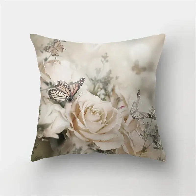 Vibrant butterfly flower pillow case living room cushion cover