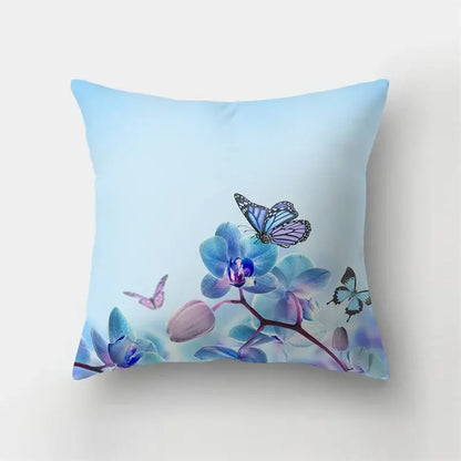 Vibrant butterfly flower pillow case living room cushion cover
