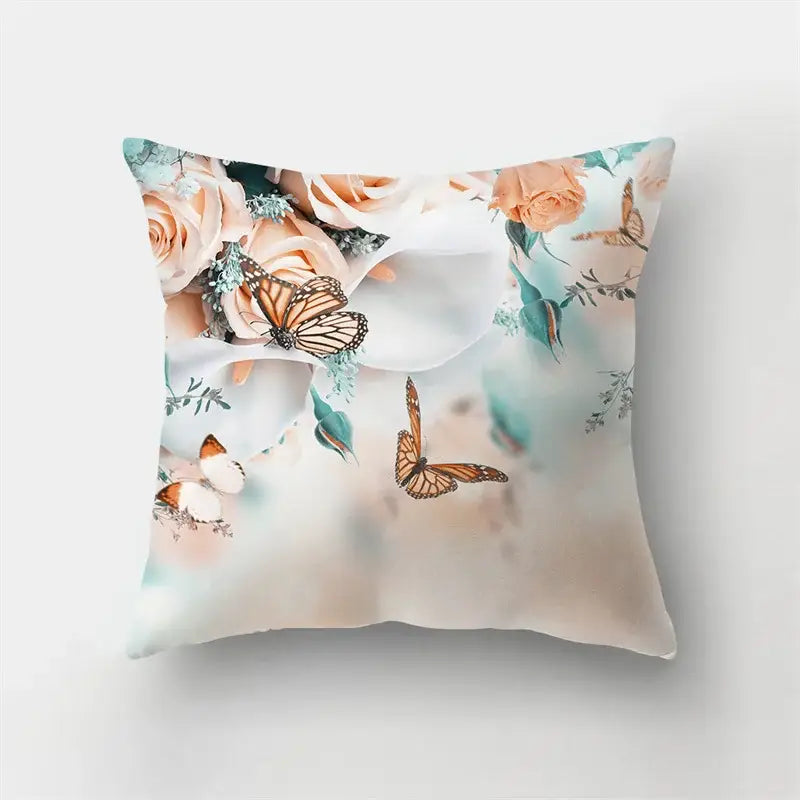 Vibrant butterfly flower pillow case living room cushion cover