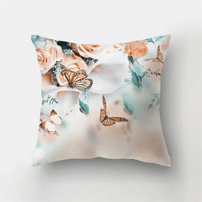 Vibrant butterfly flower pillow case living room cushion cover