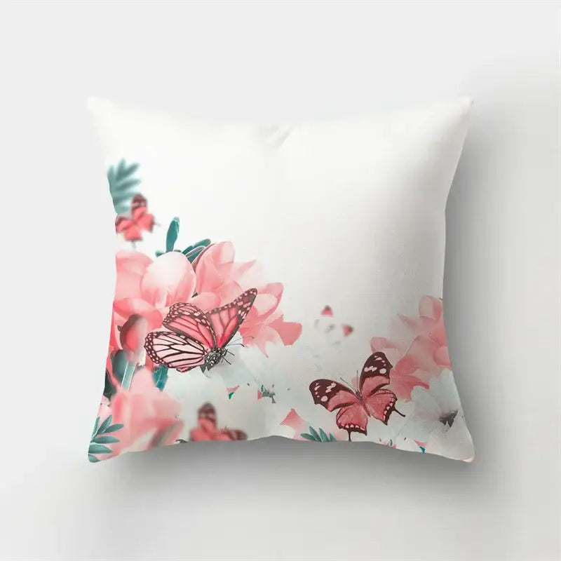 Vibrant butterfly flower pillow case living room cushion cover