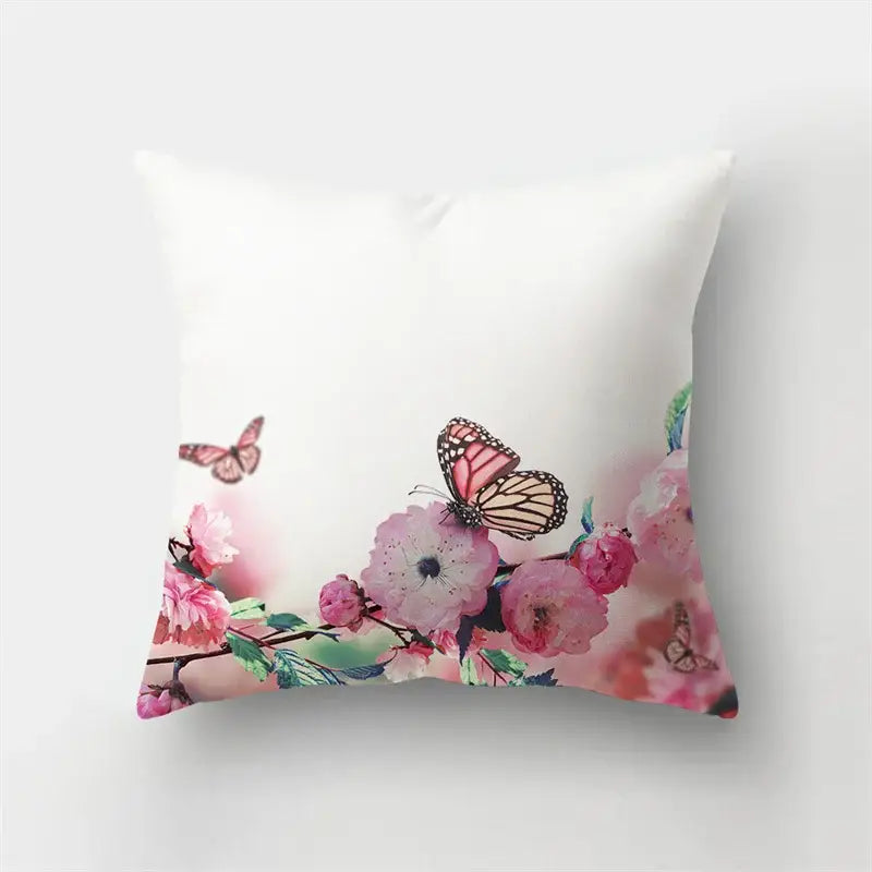 Vibrant butterfly flower pillow case living room cushion cover