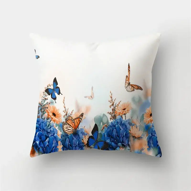 Vibrant butterfly flower pillow case living room cushion cover