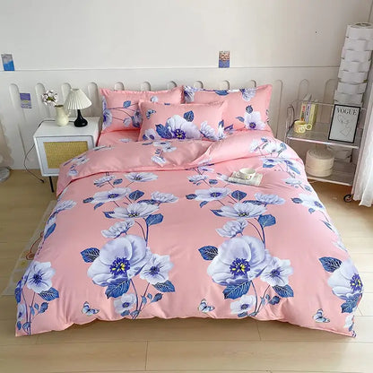 Vibrant floral leaf duvet cover bedding set – bedroom decor