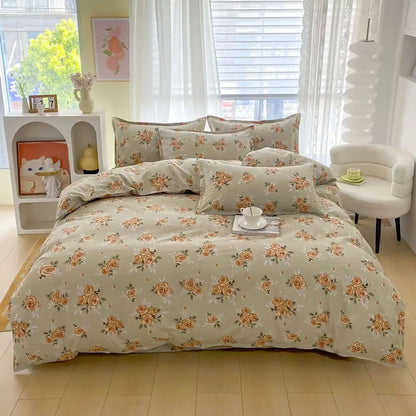 Vibrant floral leaf duvet cover bedding set – bedroom decor