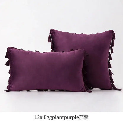 Vibrant fringed tassel velvet pillowcase for living room decor