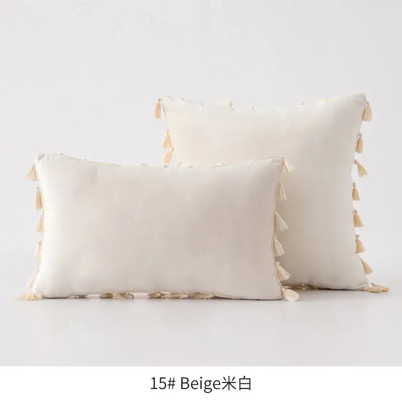 Vibrant fringed tassel velvet pillowcase for living room decor