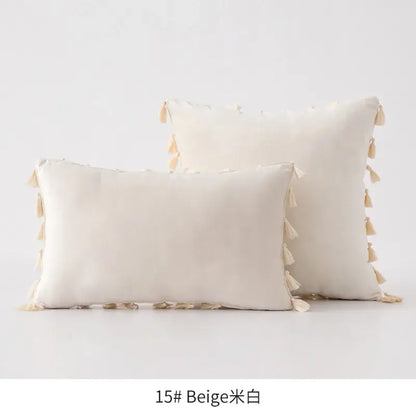 Vibrant fringed tassel velvet pillowcase for living room decor