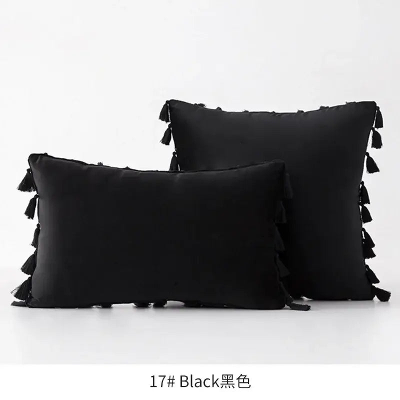 Vibrant fringed tassel velvet pillowcase for living room decor