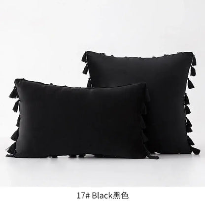 Vibrant fringed tassel velvet pillowcase for living room decor