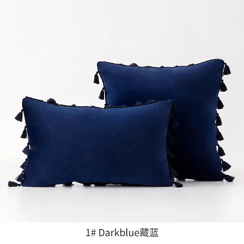 Vibrant fringed tassel velvet pillowcase for living room decor