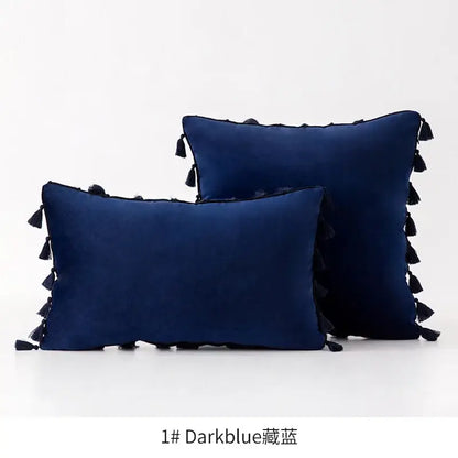 Vibrant fringed tassel velvet pillowcase for living room decor