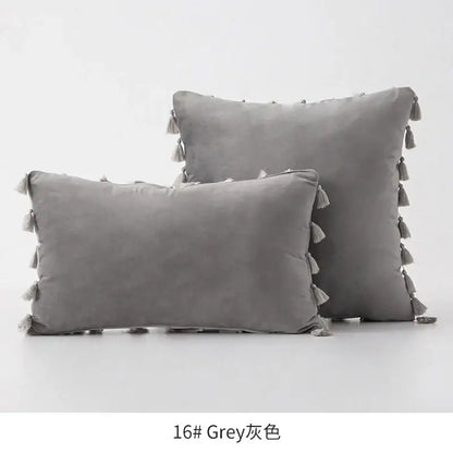 Vibrant fringed tassel velvet pillowcase for living room decor