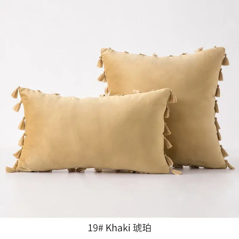 Vibrant fringed tassel velvet pillowcase for living room decor
