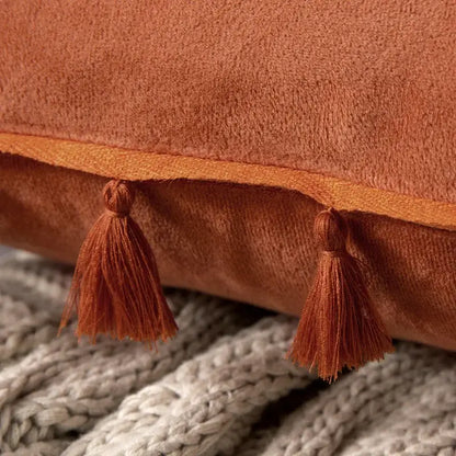 Vibrant fringed tassel velvet pillowcase for living room decor